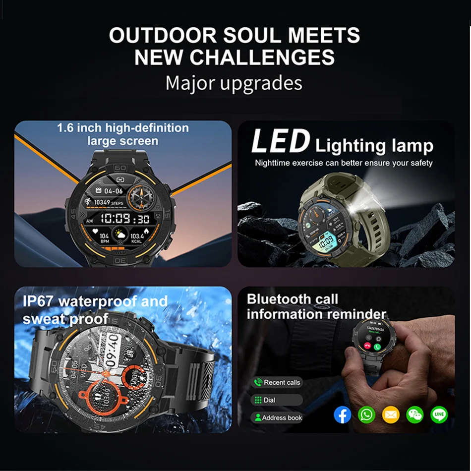 1.52-Inch Calling Smartwatch with Flashlight