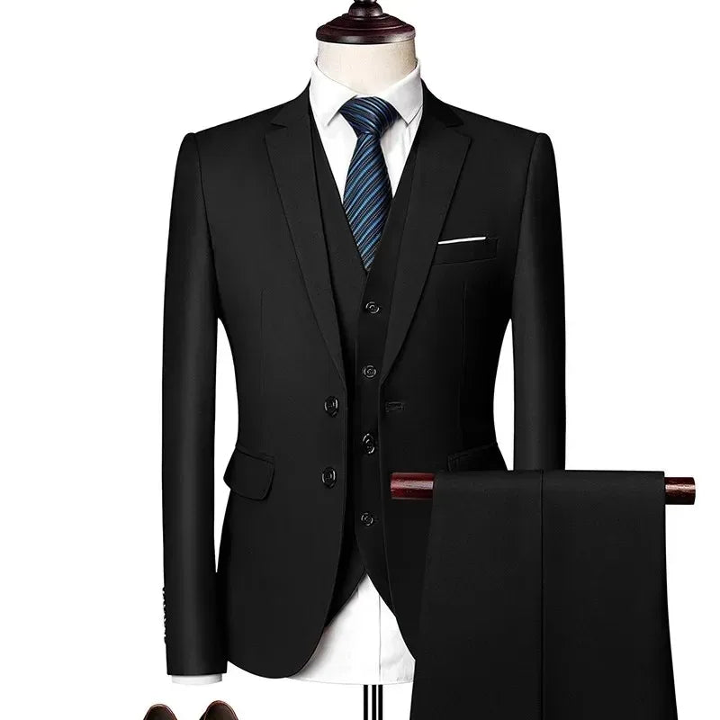 Men's Slim Fit Jacket, Vest & Trouser Set