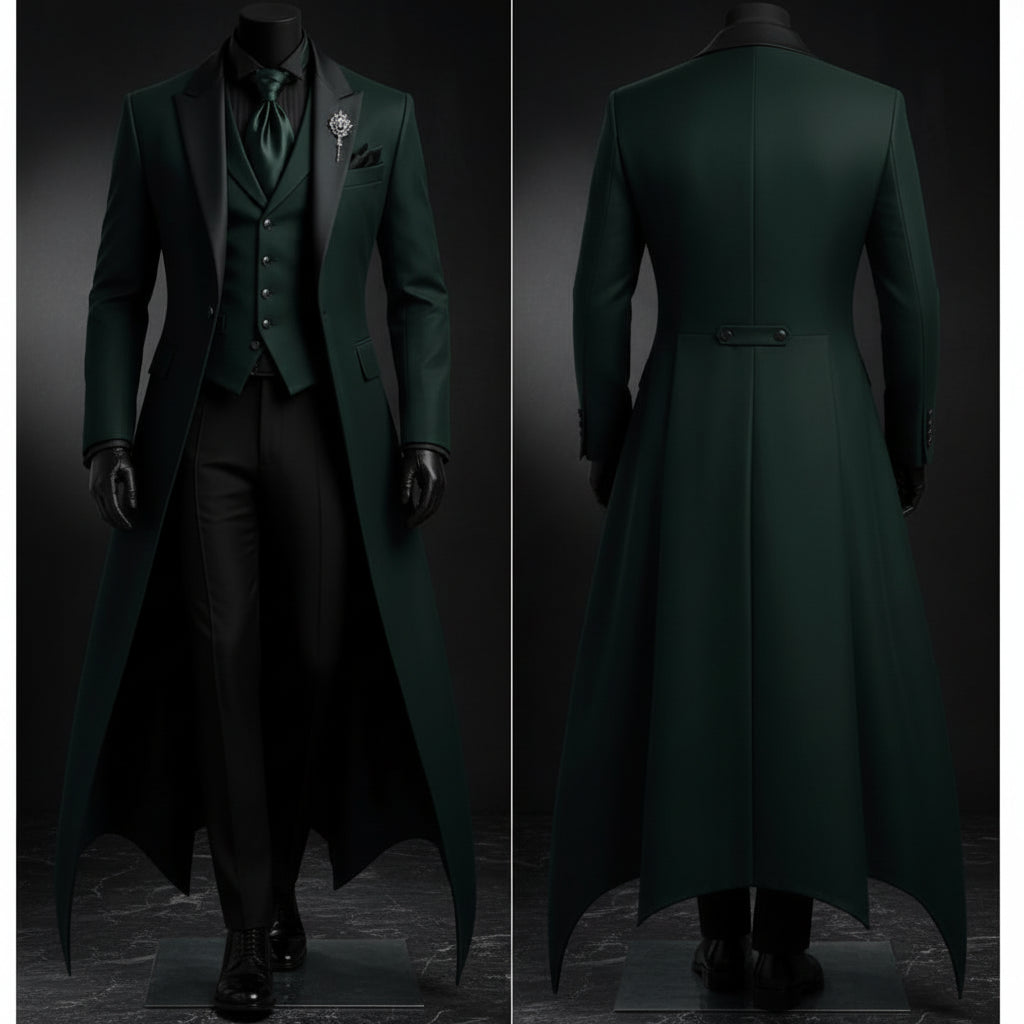 Men's Emerald Green Three-Piece Tailcoat Suit — product view