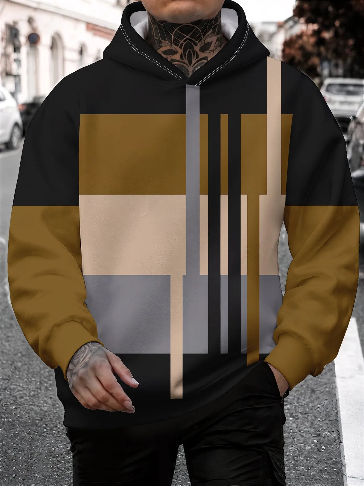 Men's Striped Casual Hoodie