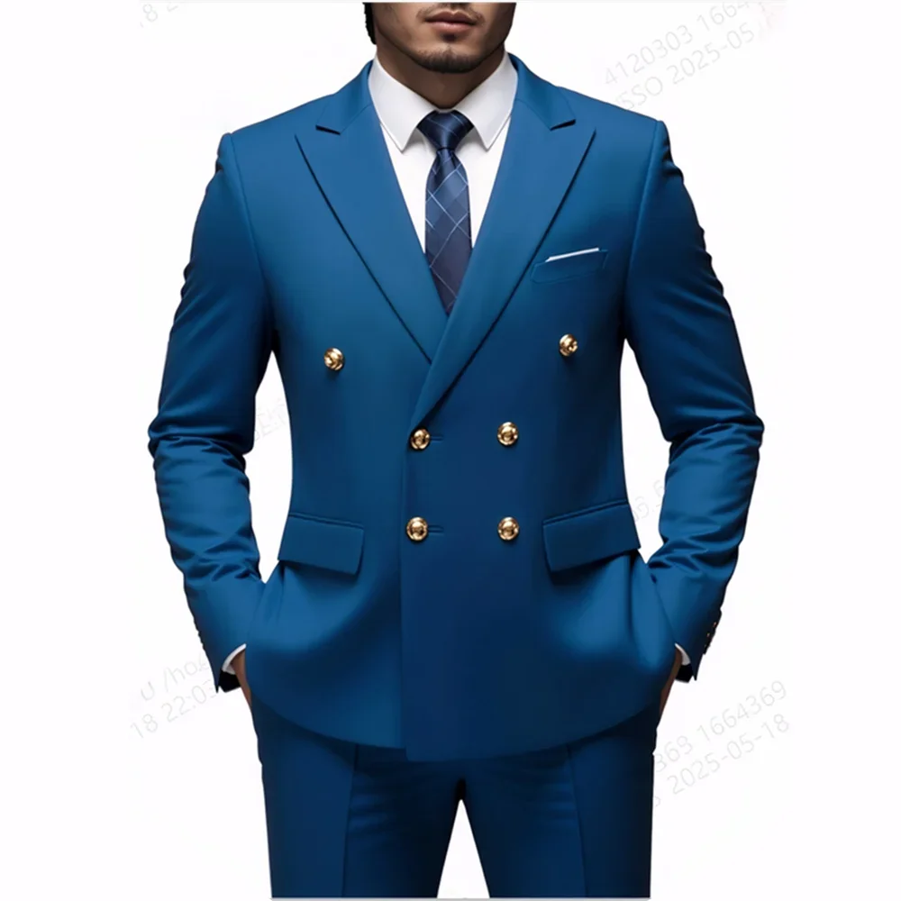 Men's Slim-Fit Double-Breasted Suit Set — product view