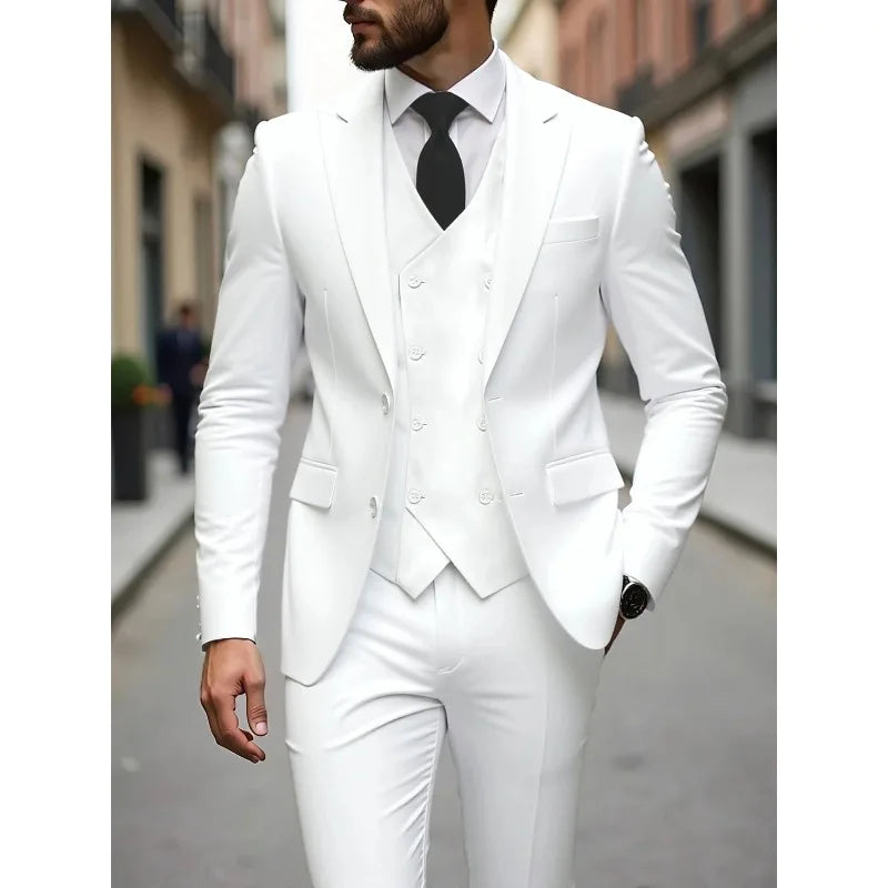 Men's Slim Fit Three-Piece Wedding Suit