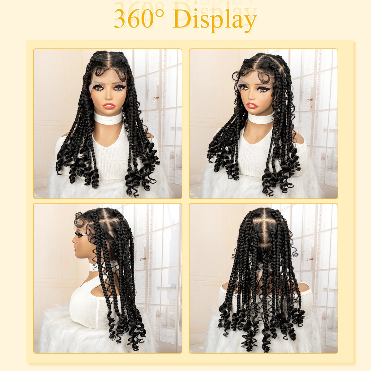 Women's Black Curly Synthetic Wig — product view