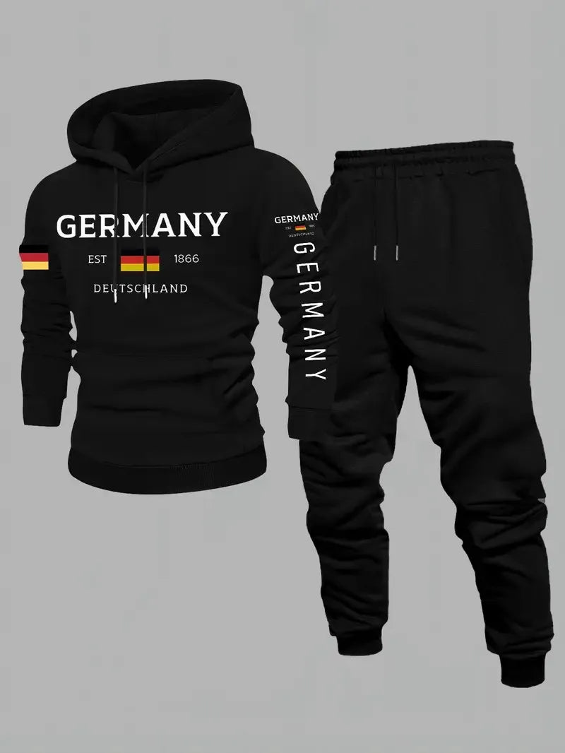 Men's Letter Print Hoodie & Pants Set