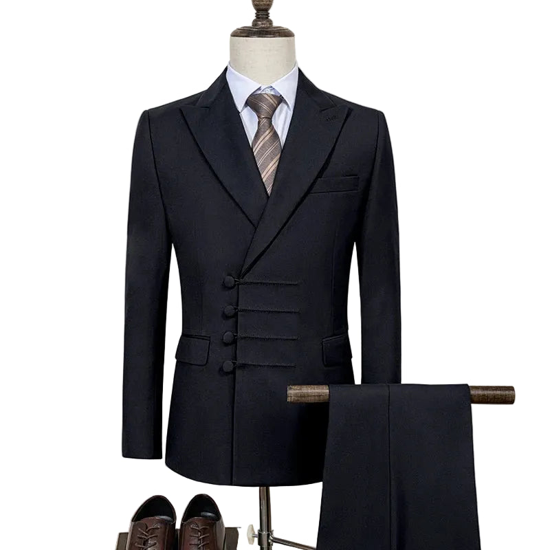 Men's 2-Piece Slim Fit Double-Breasted Suit Set — product view