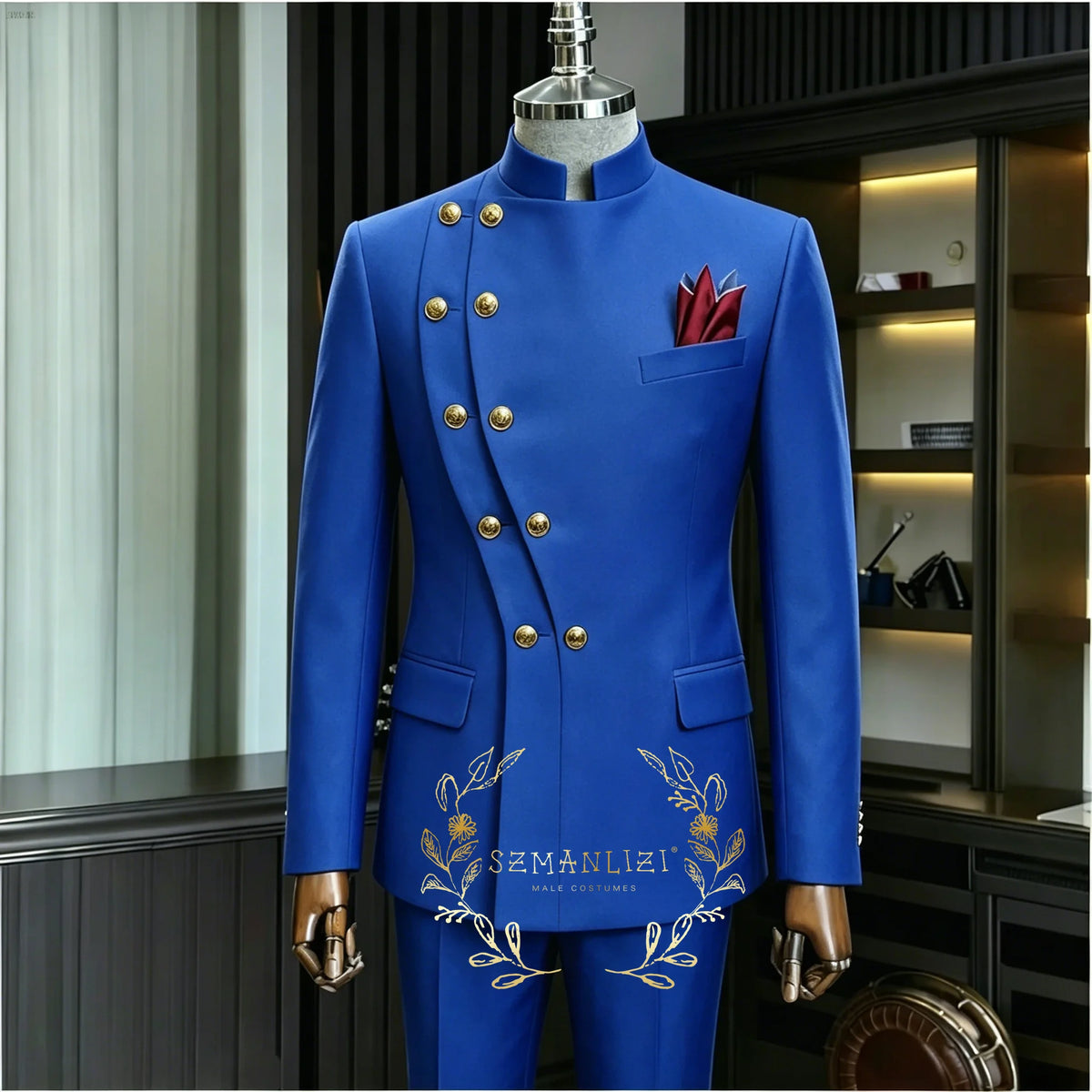 Men's Navy 2-Piece Double-Breasted Suit Set — product view