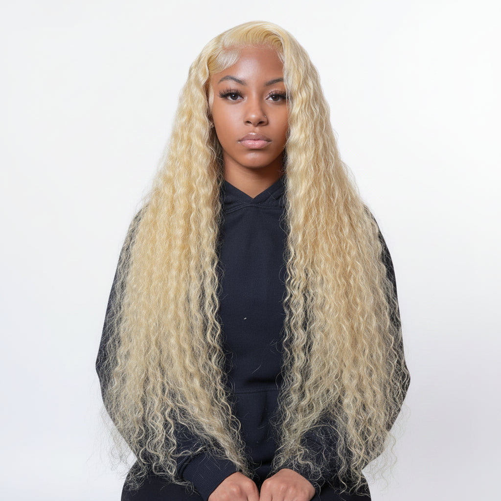 Blonde Water Wave Lace Front Wig — product view
