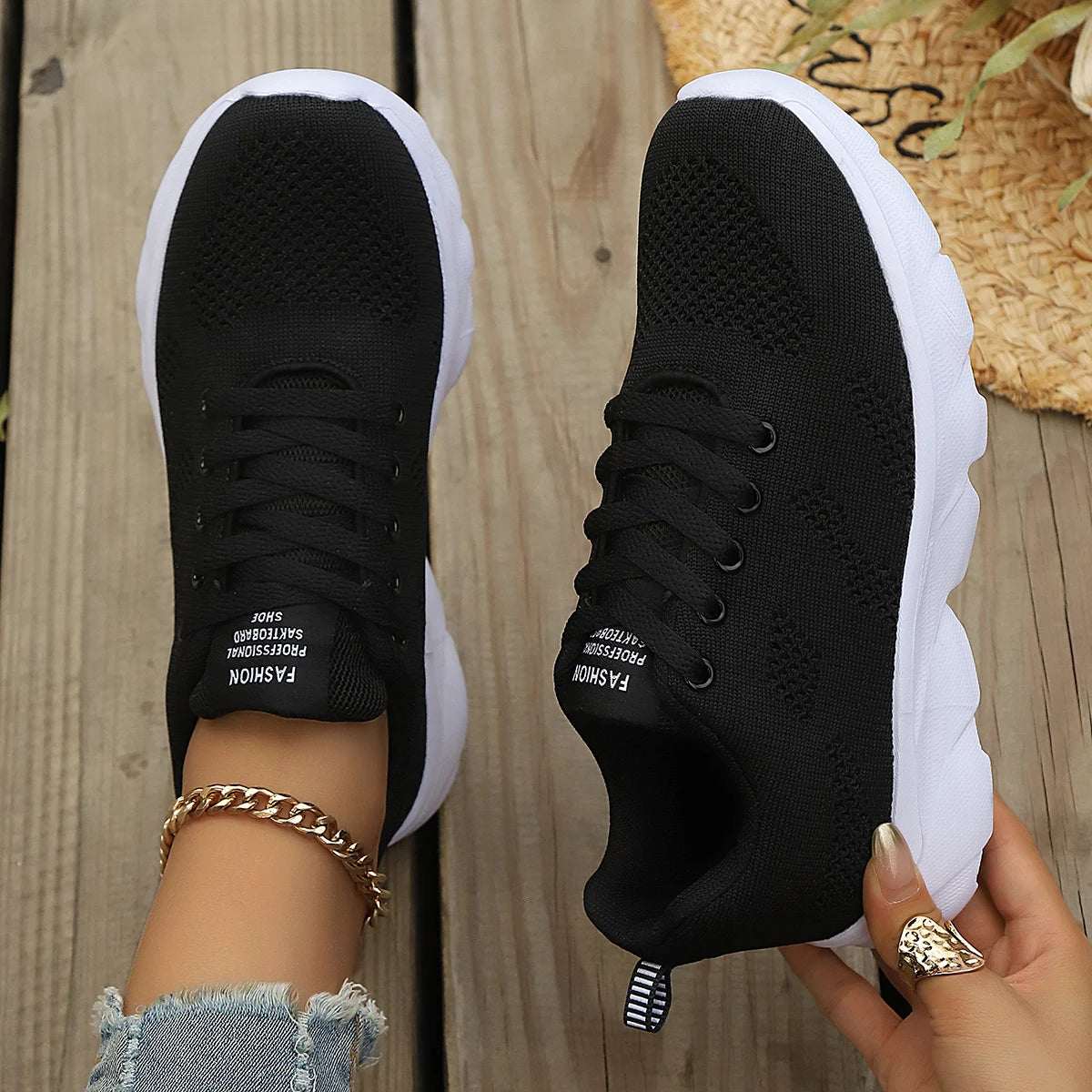 Lace-Up Platform Athletic Sneakers — product view