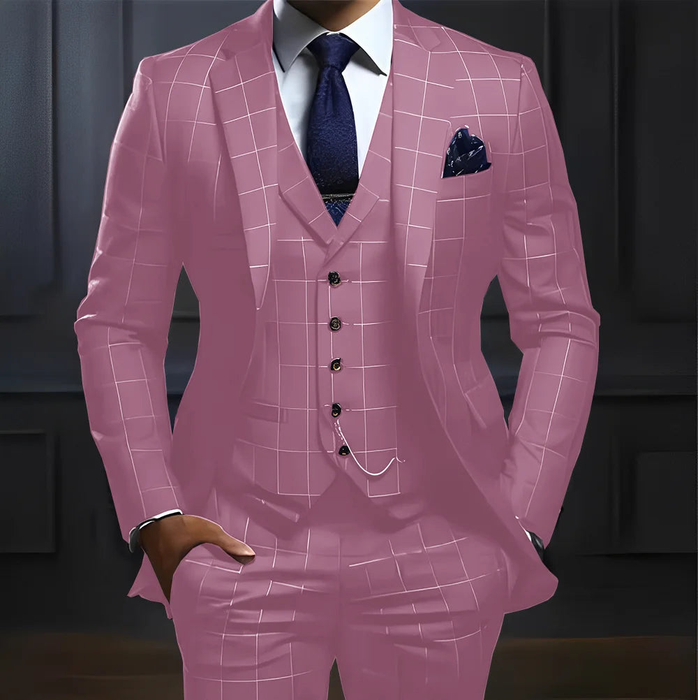 Men's Plaid 3-Piece Suit Set — product view