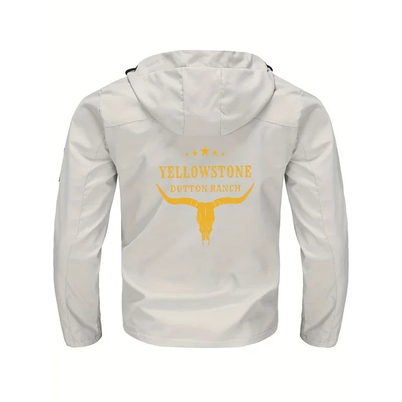 Men's Graphic Print Hooded Zip-Up Jacket