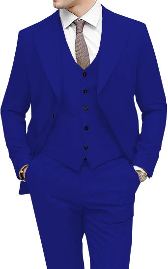 Men's 3-Piece Slim Fit Peak Lapel Suit Set — product view