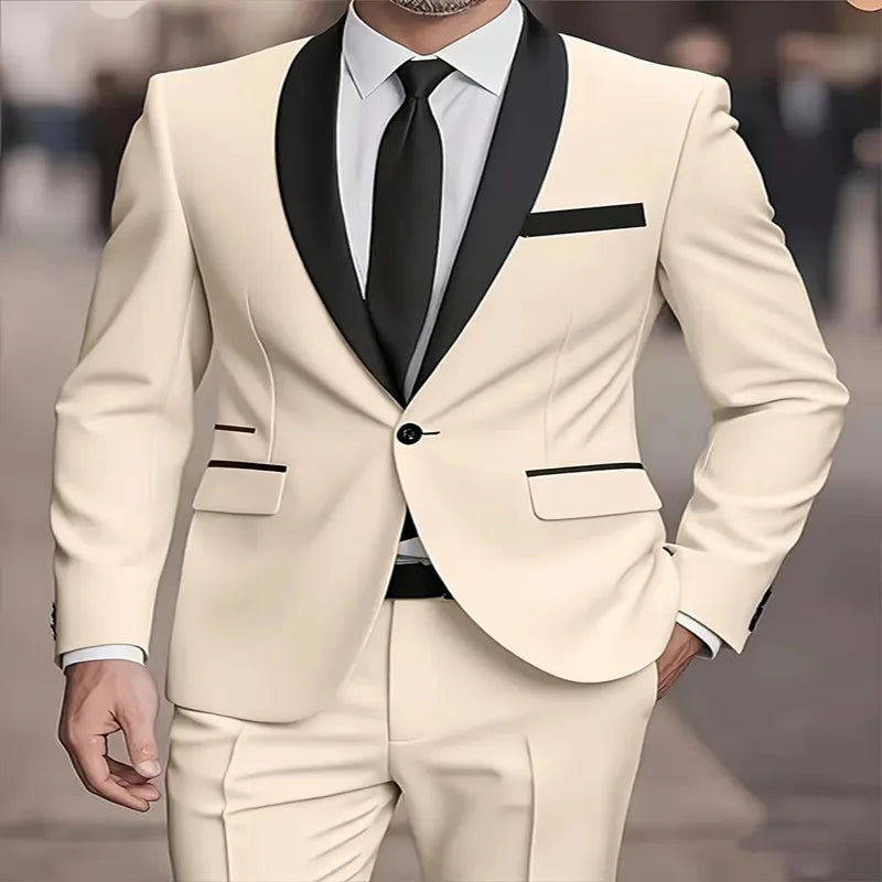 Men's Single-Button Slim Fit Two-Piece Suit