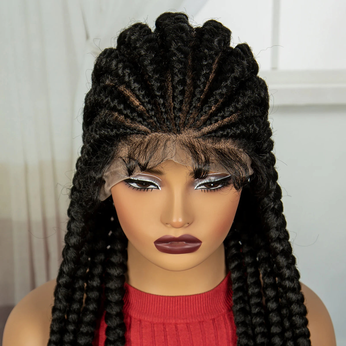 Women's Black Cornrow Braided Synthetic Wig — product view
