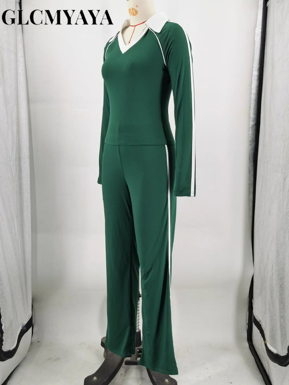 Women's V-Neck Pullover & Wide-Leg Pants Set