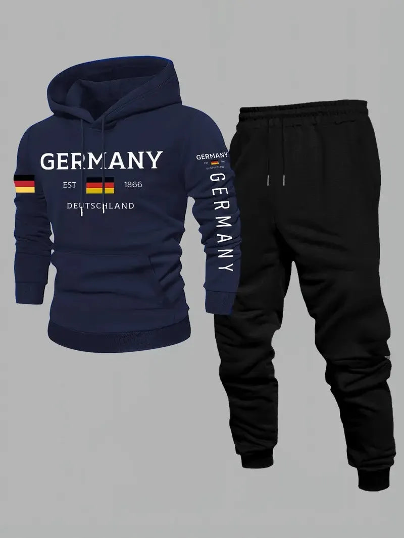 Men's Letter Print Hoodie & Pants Set
