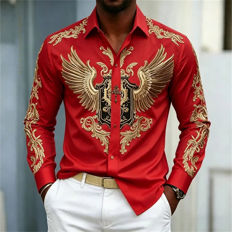 Men's Animal Print Long-Sleeve Casual Shirt