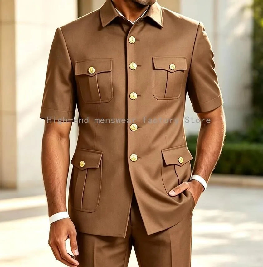 Men's Brown 2-Piece Slim Fit Suit Set — product view