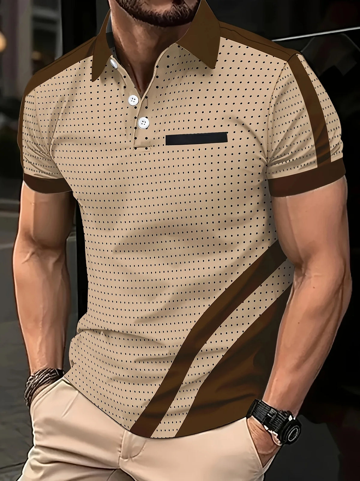 Men's Polka Dot Short-Sleeve Polo Shirt