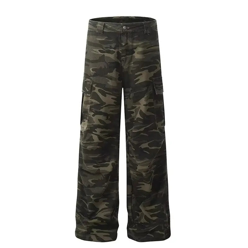 Men's Camouflage Work Pants – Multi-Pocket, Loose Wide-Leg — product view