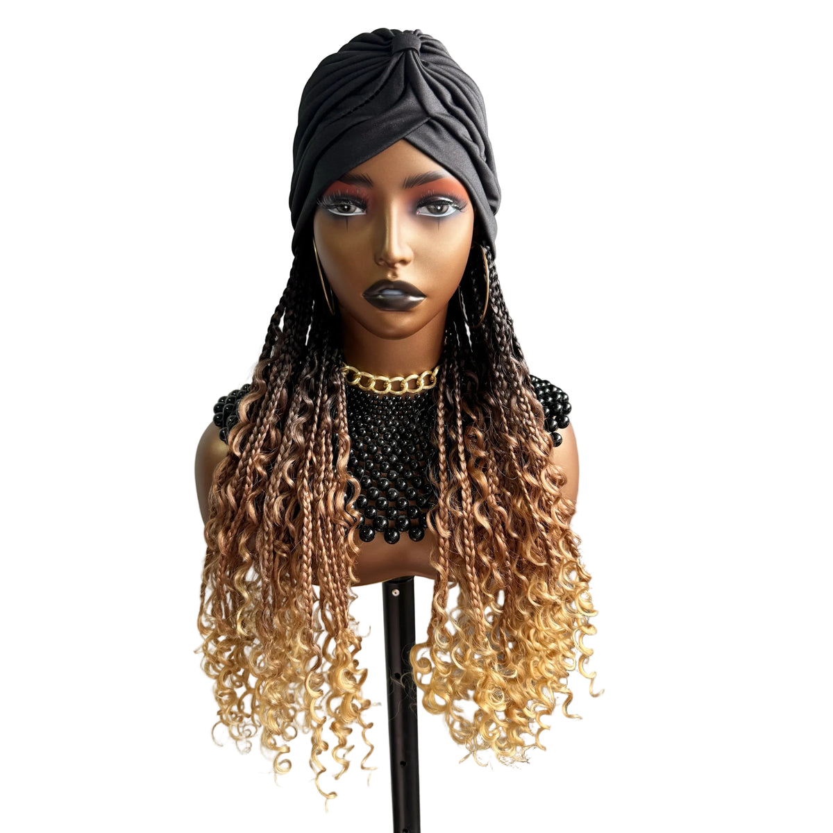 18“ Ombre Brown Honey Blond Boho Box Braided Headband Synthetic Wig - OSASCO