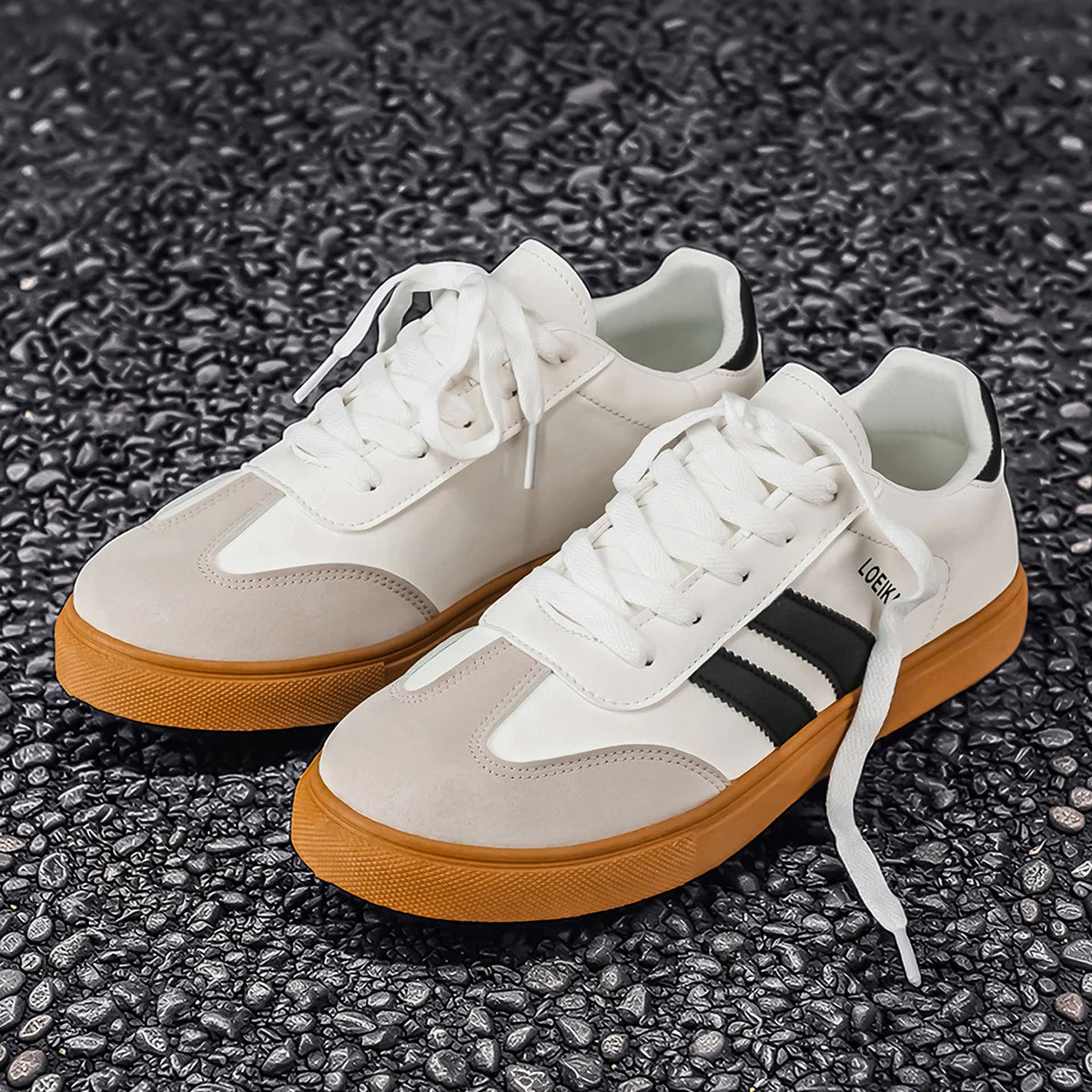Men's Contrast-Stripe Gum-Sole Sneakers