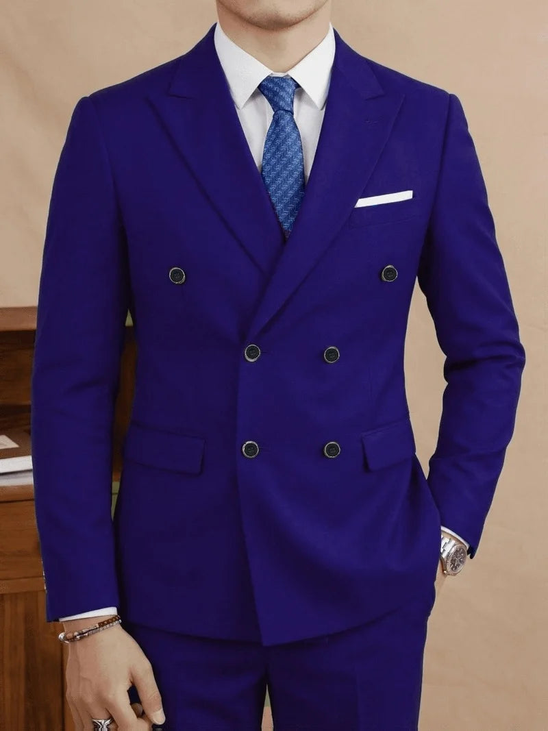 Men's Slim-Fit Double-Breasted Suit Set — product view