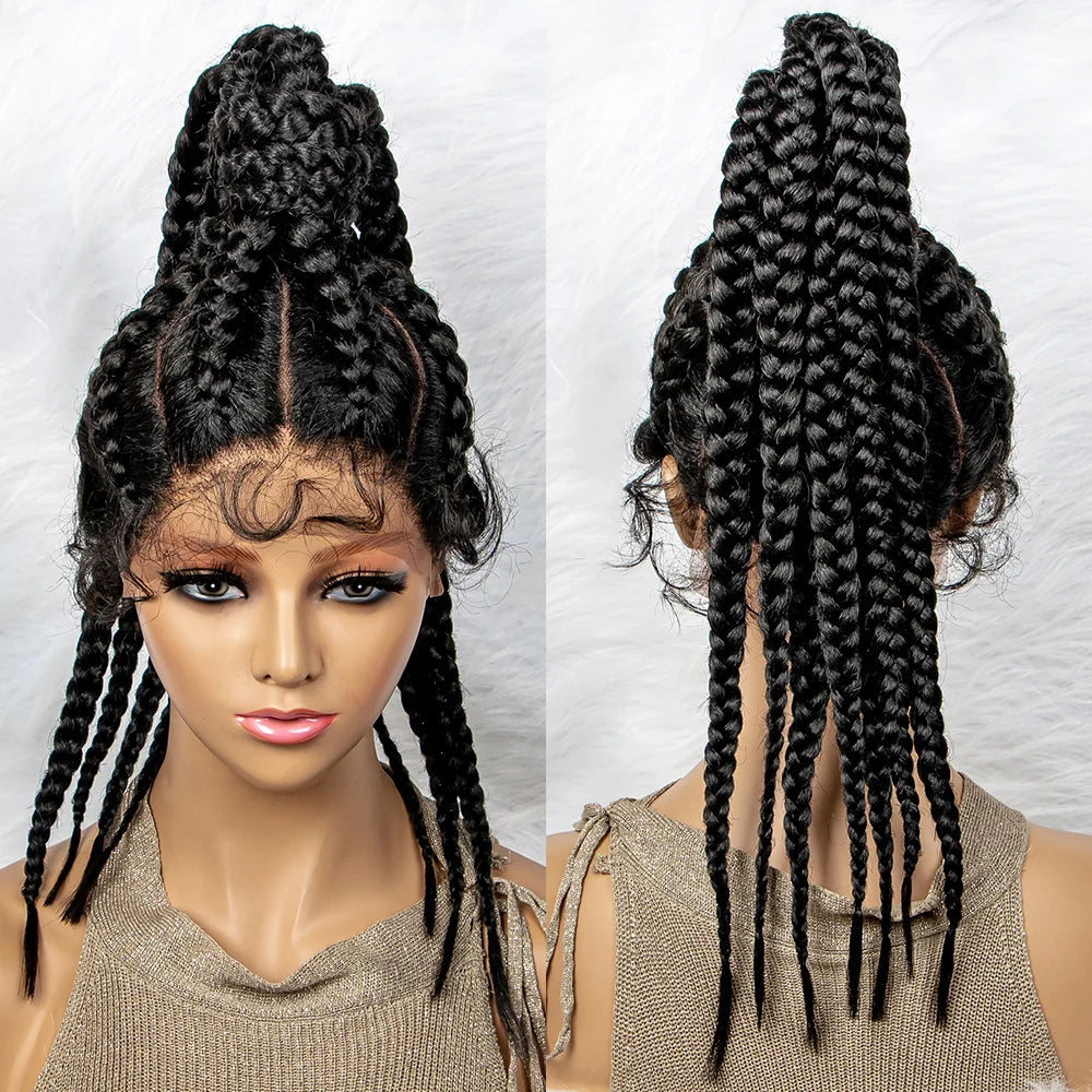 Braided Lace Front Wig 360 Synthetic Wig 24inches Box Wig Braids - OSASCO