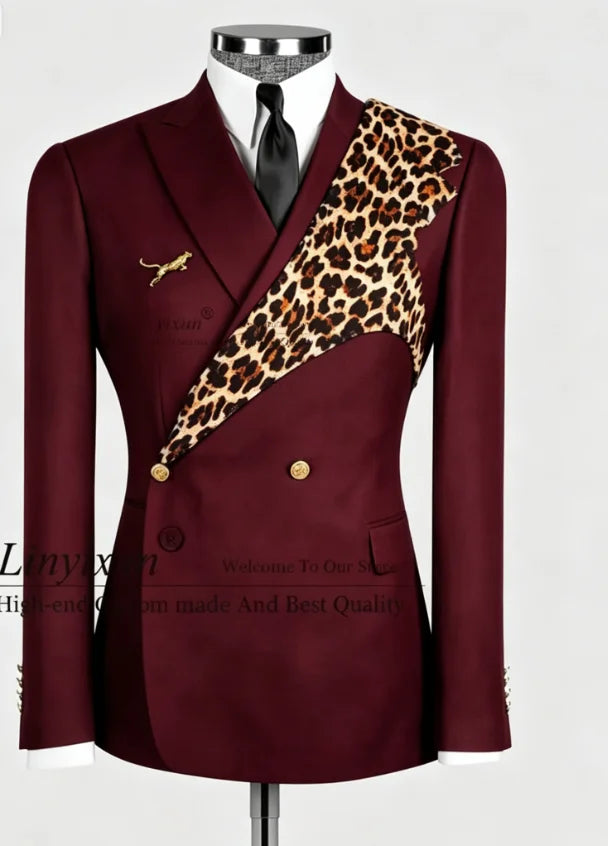 Men's Leopard Print 2-Piece Slim Fit Suit Set — product view