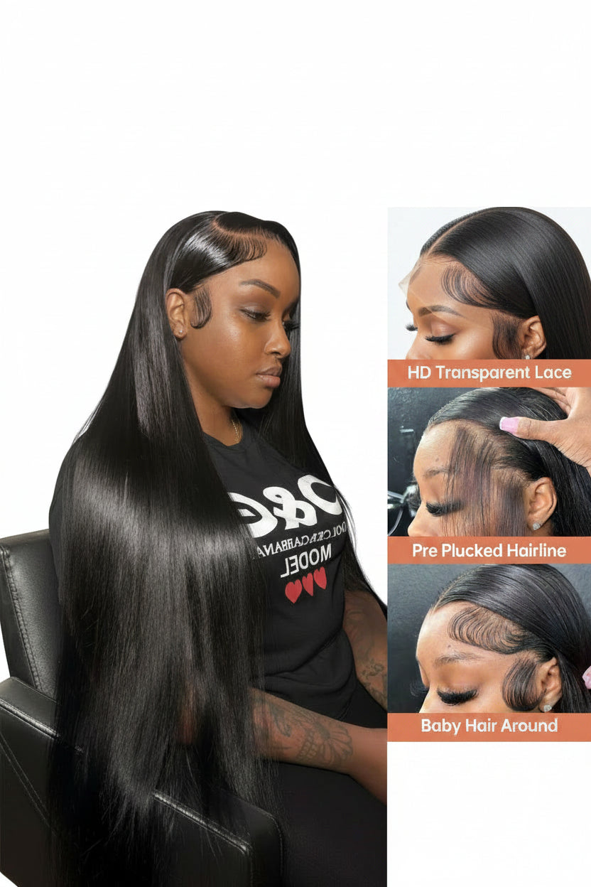 Women's Bone Straight Human Hair Lace Wig — product view