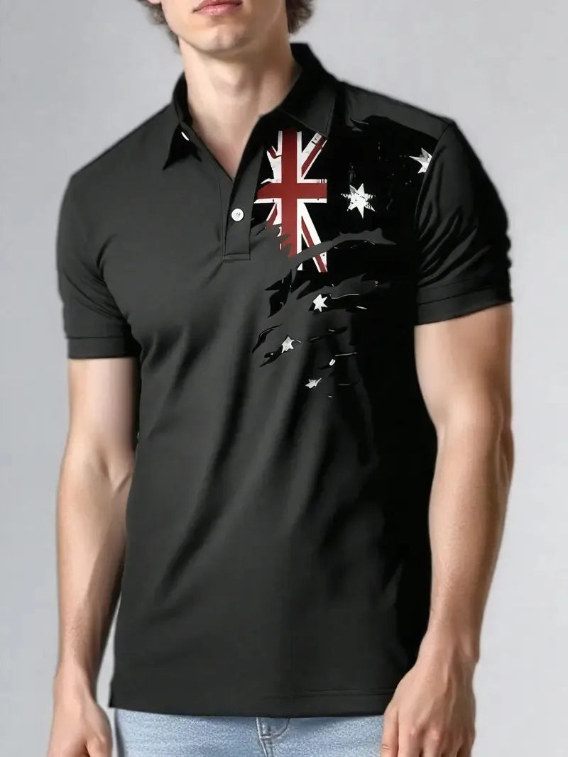 Men's Graphic Print Polo Shirt