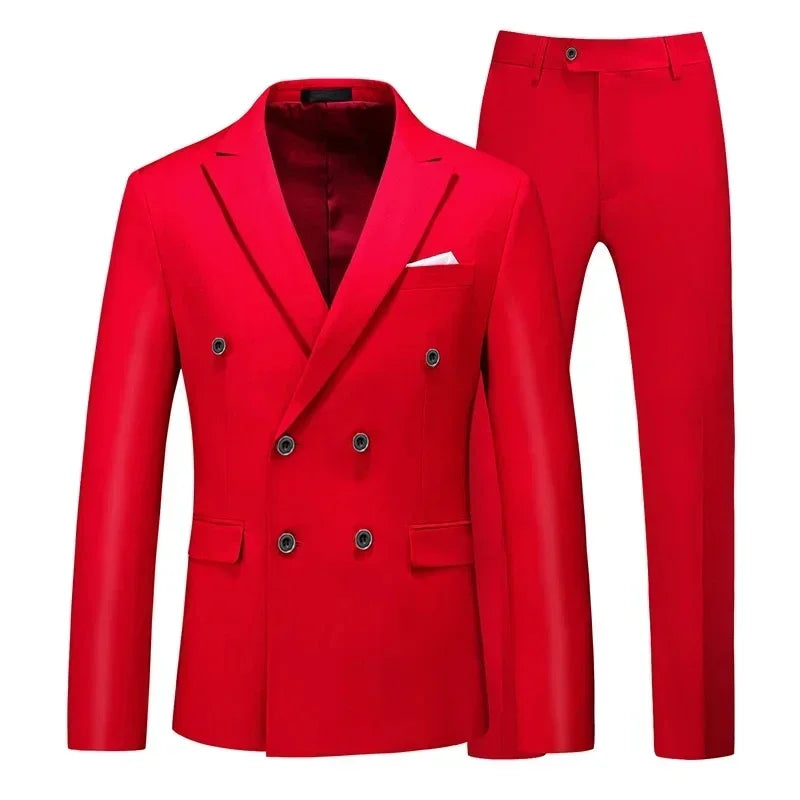 Men's 2-Piece Slim Fit Double-Breasted Peak Lapel Suit Set — product view