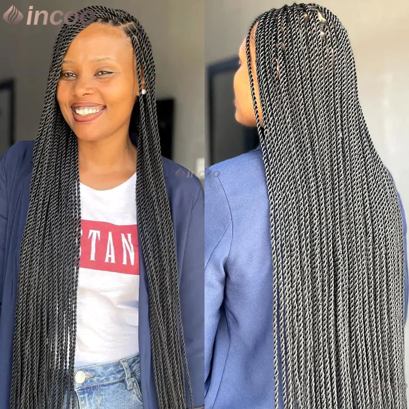 Synthetic Full Lace Braided Wig Blonde Twist Braids Wig Knotless Box - OSASCO