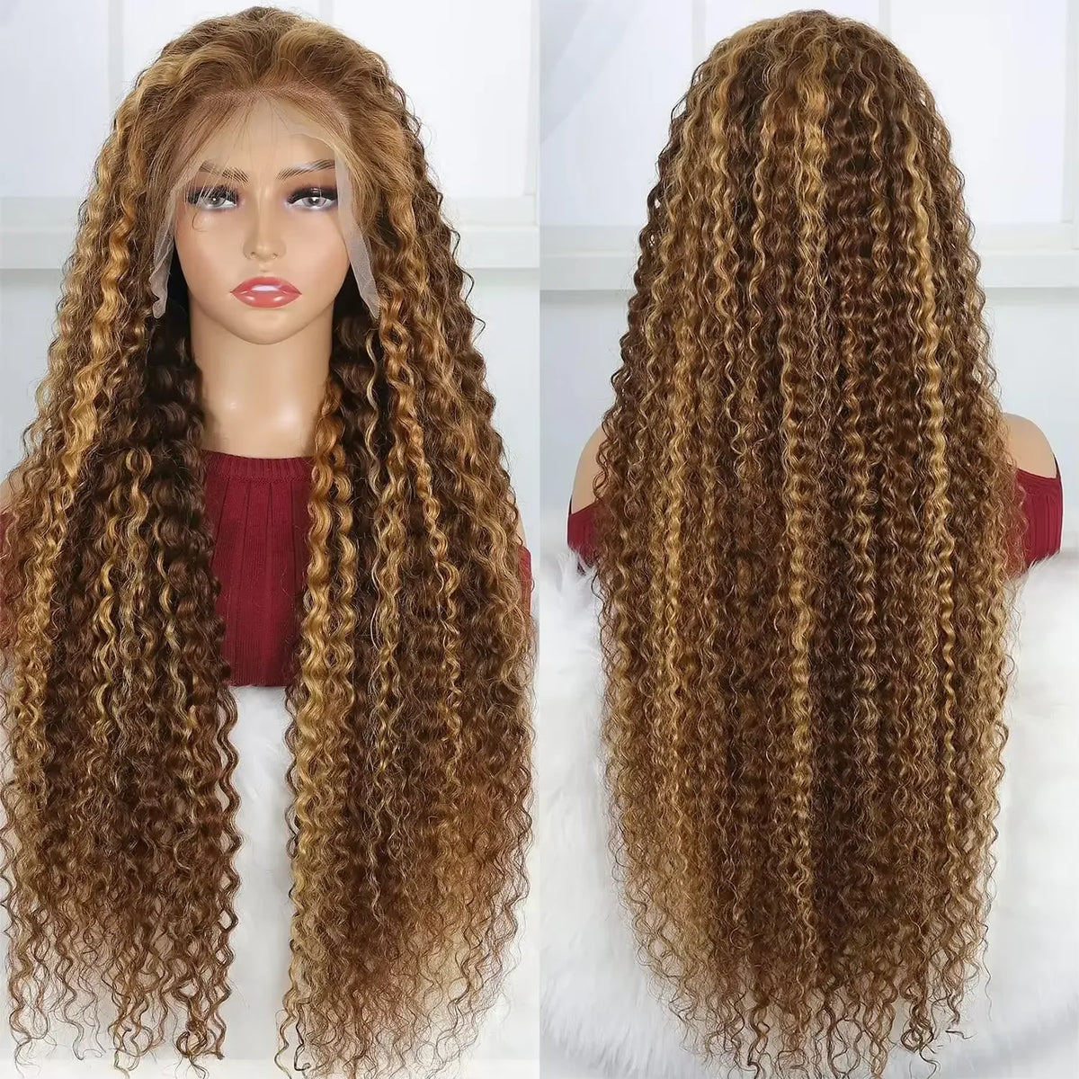4/27 Highlight 220Density Ombre Water Wave Hd Lace Front Wigs Glueless Wigs 30 32Inch Brown 13x6 Hd Lace Frontal Human Hair Wigs