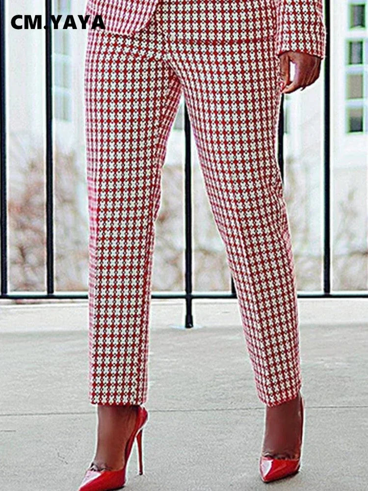 Women's Houndstooth Blazer & Pants Set