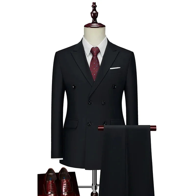 Men's Slim-Fit Double-Breasted Suit Set — product view