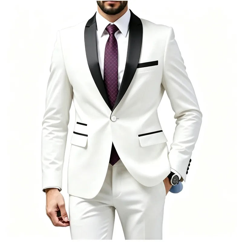 Men's Contrast-Collar Two-Piece Suit