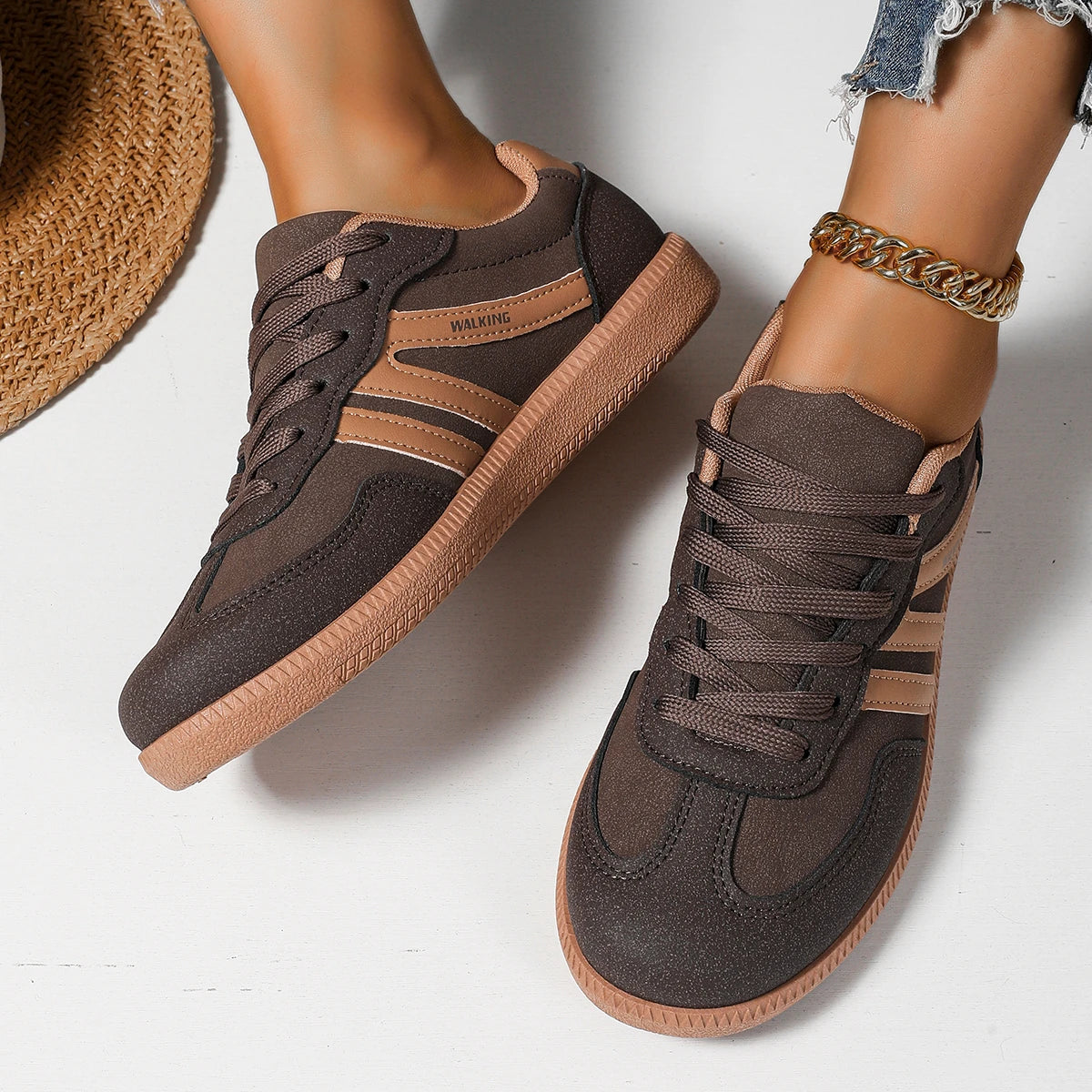 Women's Brown Round-Toe Casual Shoes — product view