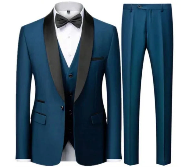Men's Black Slim Fit Three-Piece Suit