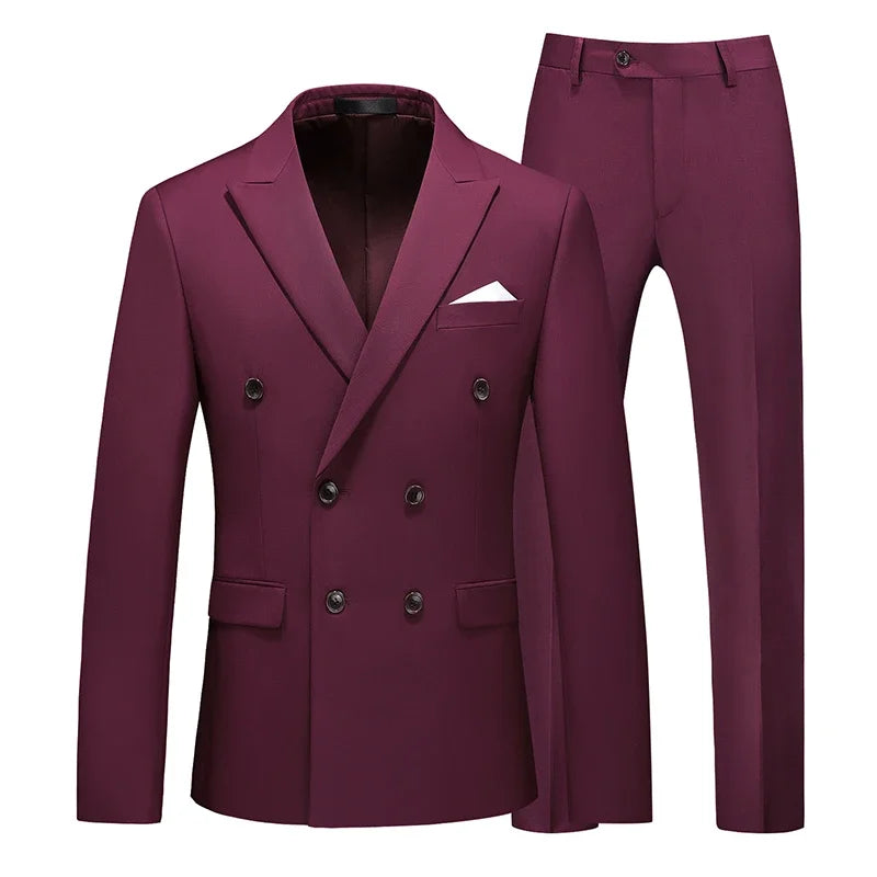 Men's 2-Piece Slim Fit Double-Breasted Peak Lapel Suit Set — product view