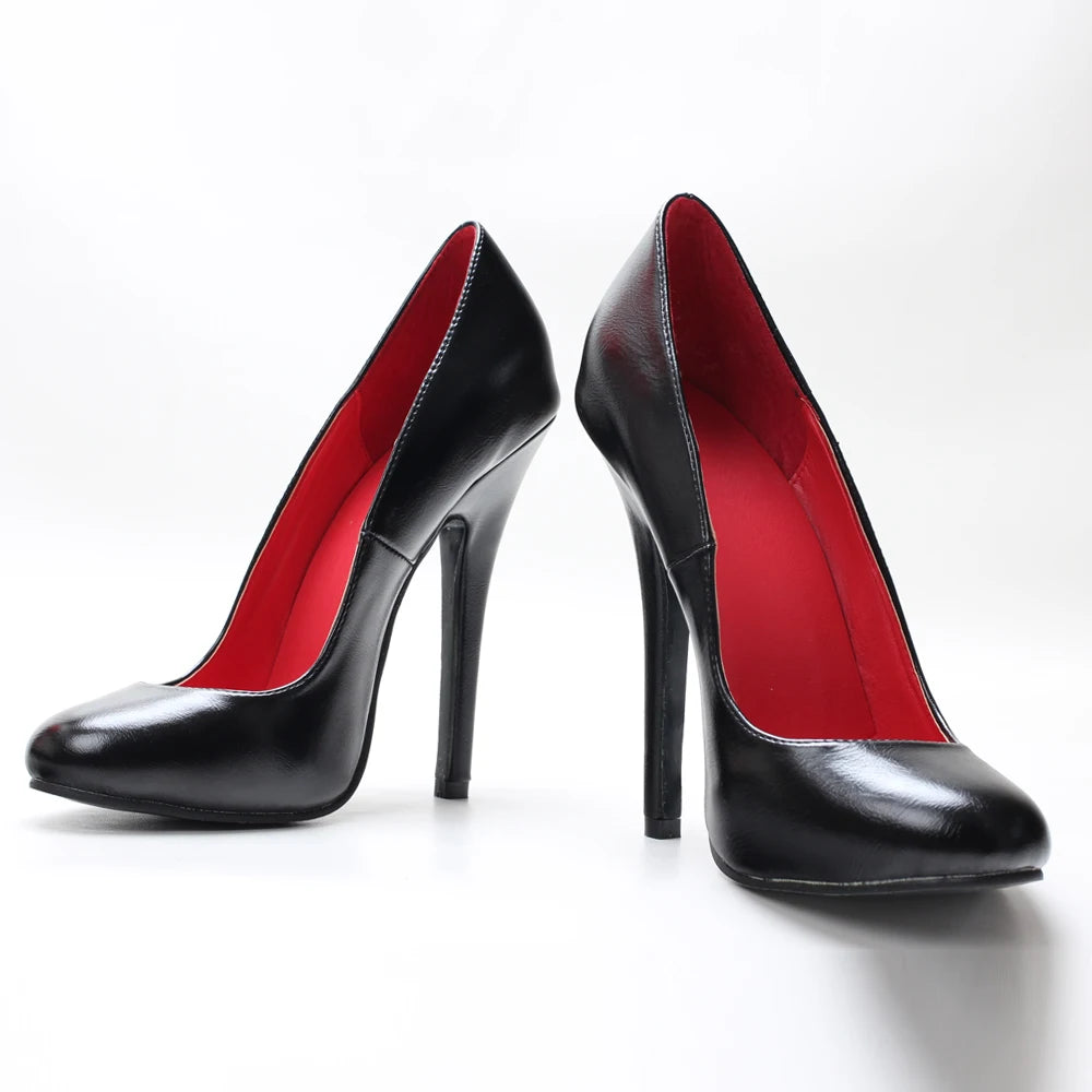 Round-Toe Vintage-Style Stiletto Pumps — product view