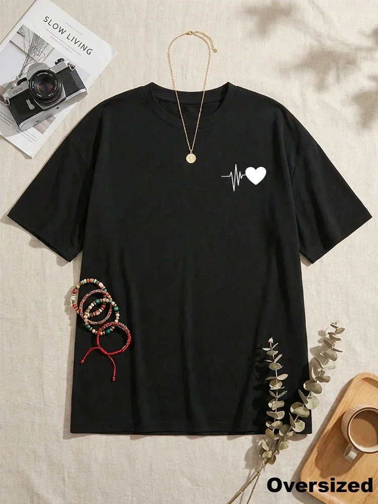 Women's Heart Print Casual T-Shirt