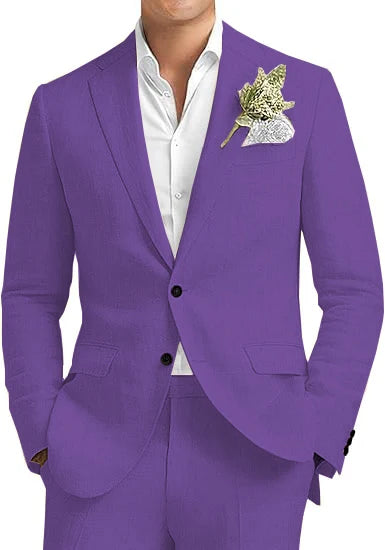 Men's Linen 2-Piece Notched Lapel Suit Set — product view