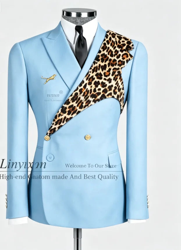 Men's Leopard Print 2-Piece Slim Fit Suit Set — product view