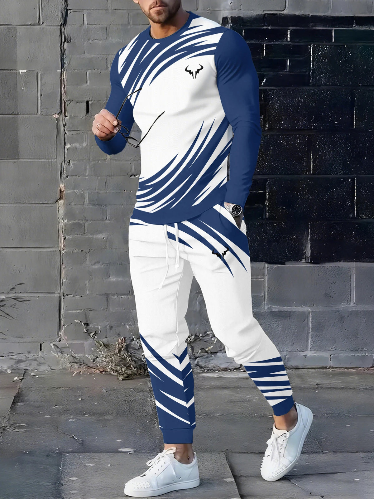 Men's Graphic Print Sweatshirt & Pants Set