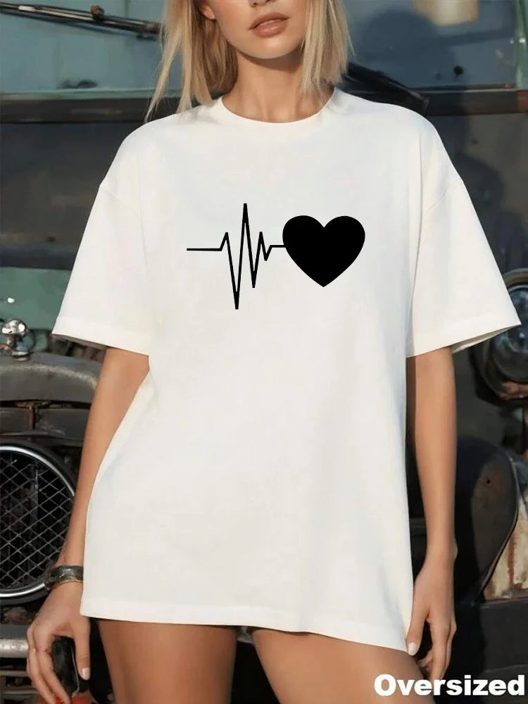Women's Heart Print Casual T-Shirt