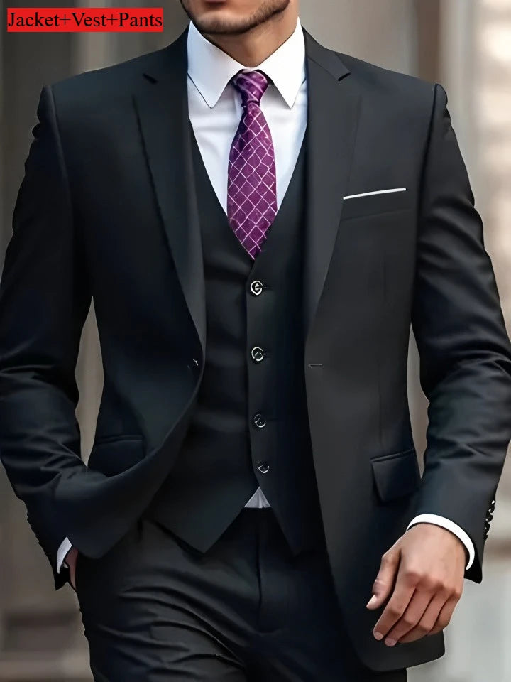 Men's Black Slim-Fit Suit Set — product view
