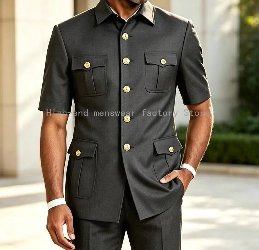 Men's Brown 2-Piece Slim Fit Suit Set — product view
