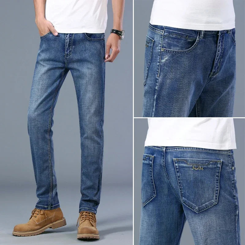 Men's Slim Fit Stretch Denim Jeans - Business Casual Style — product view