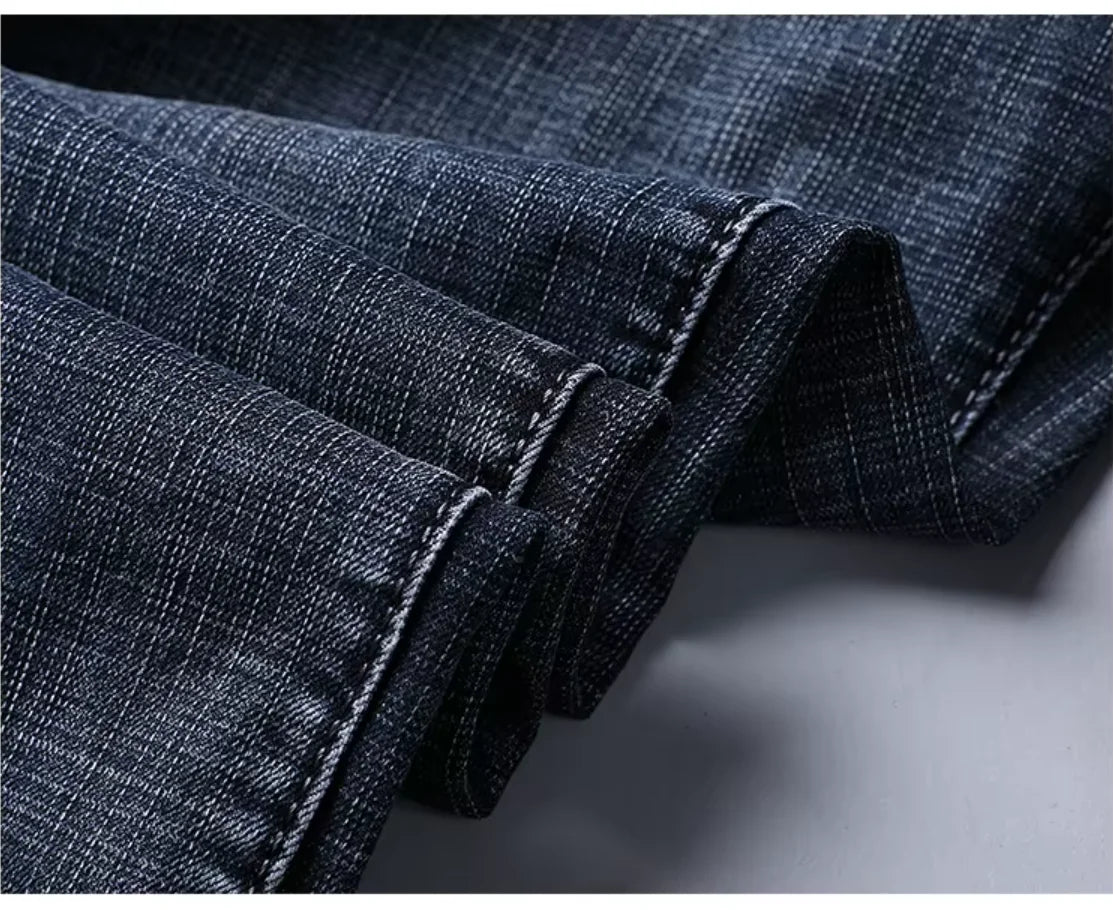 Men's Blue Straight-Leg Stretch Denim Jeans - Lightweight — product view