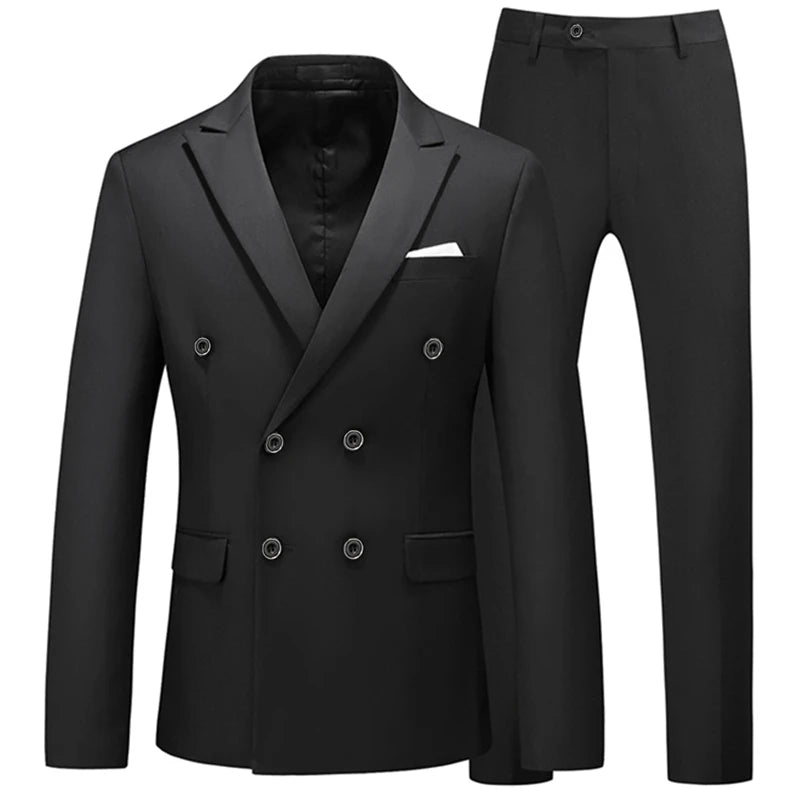 Men's 2-Piece Slim Fit Double-Breasted Peak Lapel Suit Set — product view